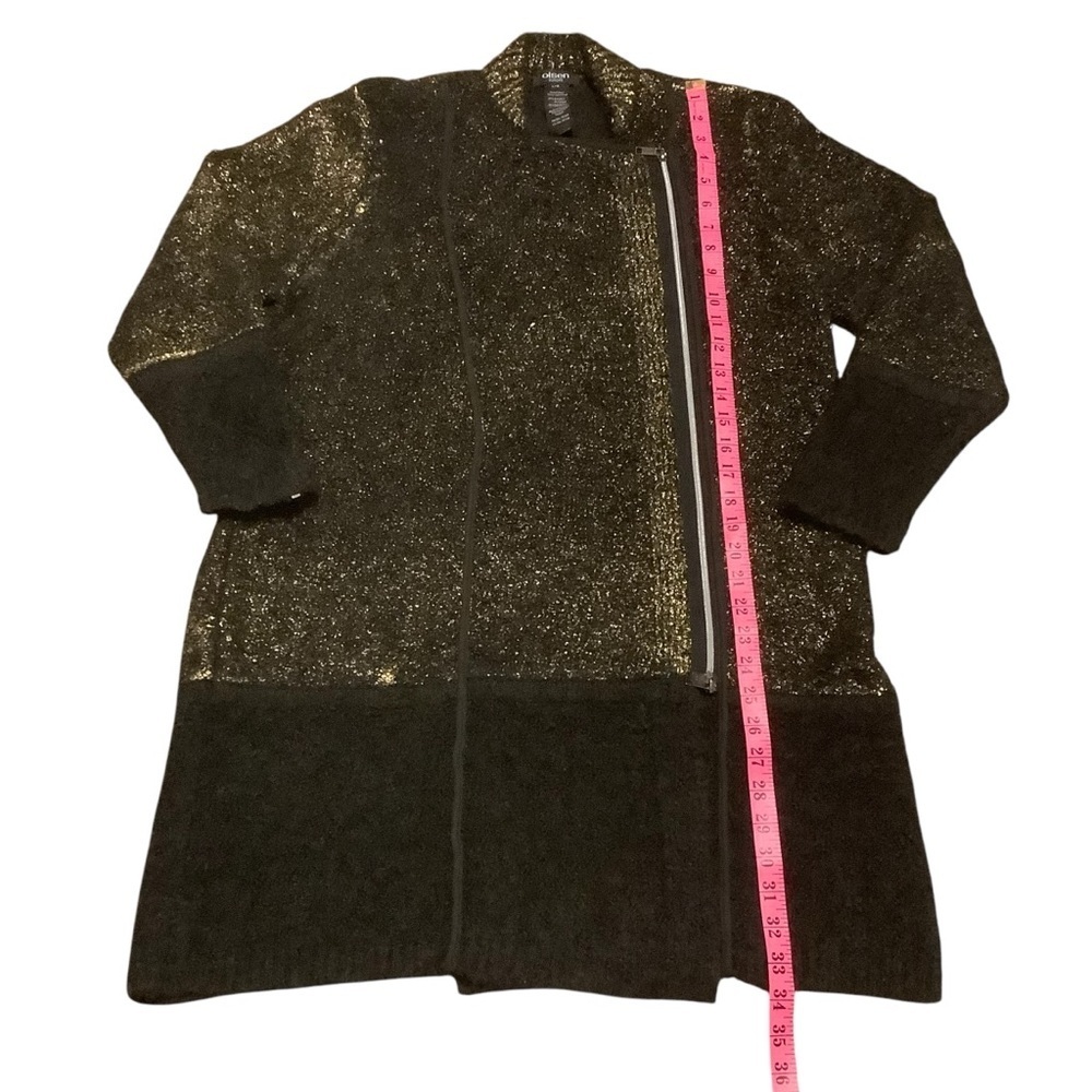 OLSEN EUROPE BLACK & METALLIC GOLD ZIP UP LONG SLEEVE SWEATER/ JACKET/ Size L - Picture 12 of 13